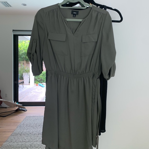 Mossimo Olive Green tie dress Size Small - Picture 2 of 2